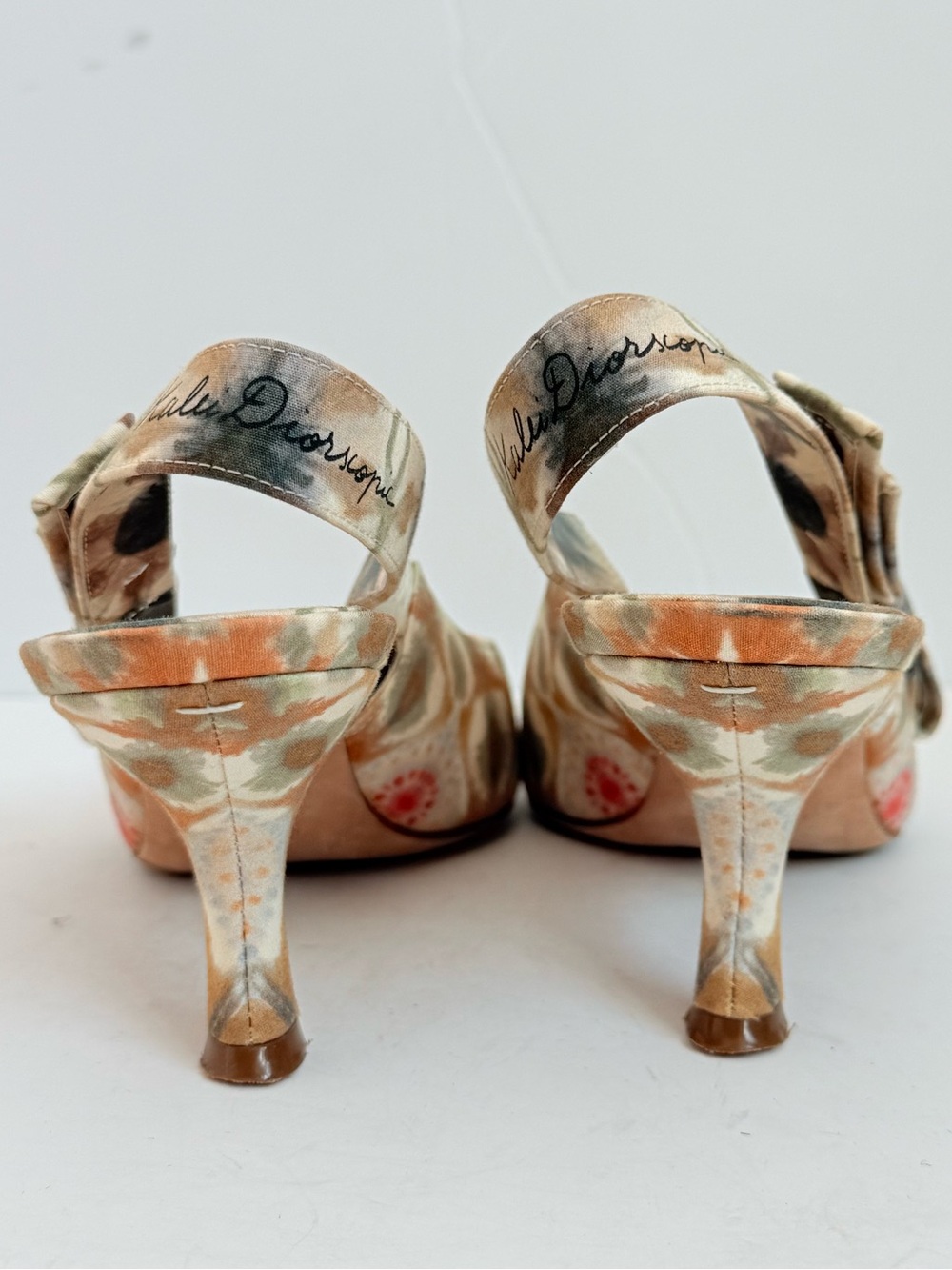 Christian Dior Kaliediorscope Slingback Pumps 37 Multicolor Bow Kitten Heels - Picture 4 of 12